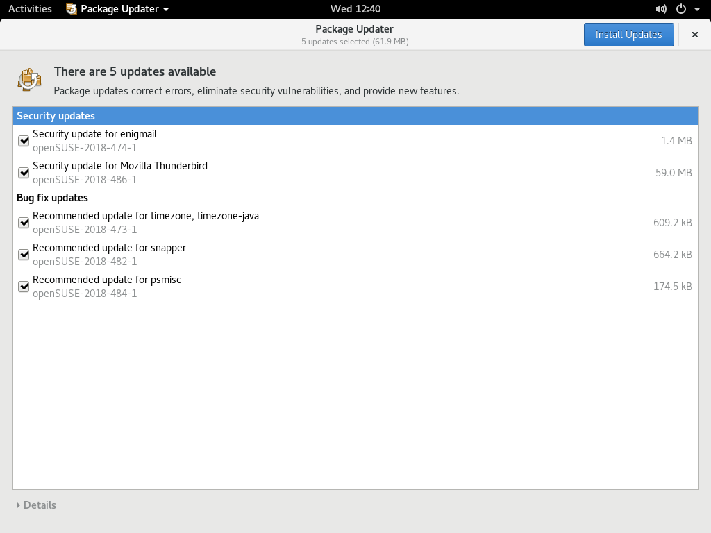 GNOME package updater