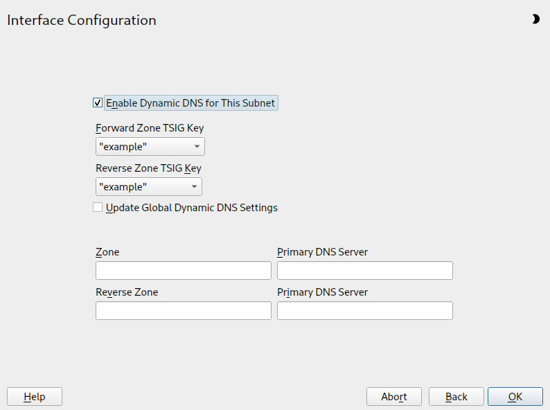 DHCP server: interface configuration for dynamic DNS