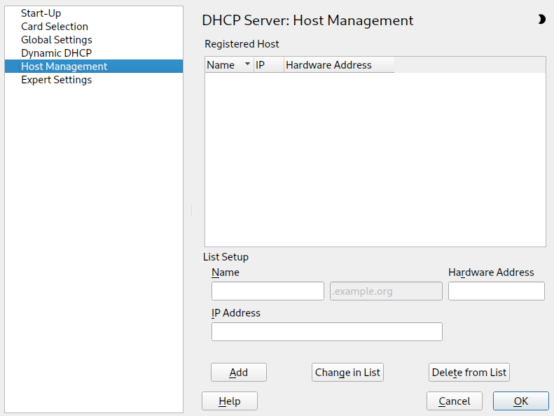 DHCP server: host management
