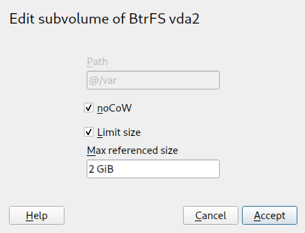 Setting quota for a subvolume