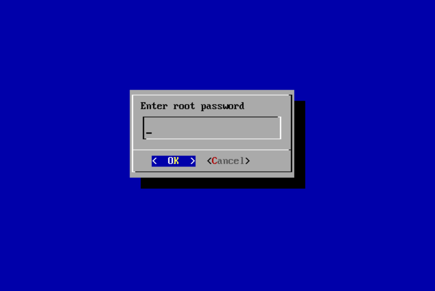 JeOS First Boot Assistant asking you to set a password for the root user