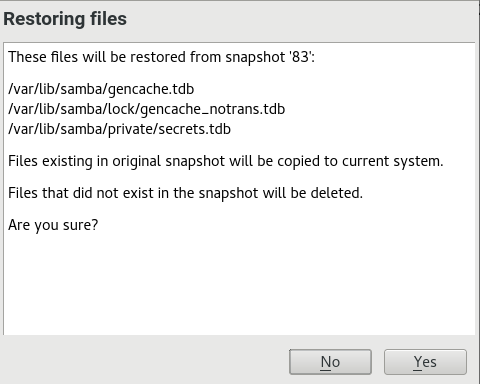 #1: Undoing changes using the YaST Snapper module #1: Undoing changes using the YaST Snapper module