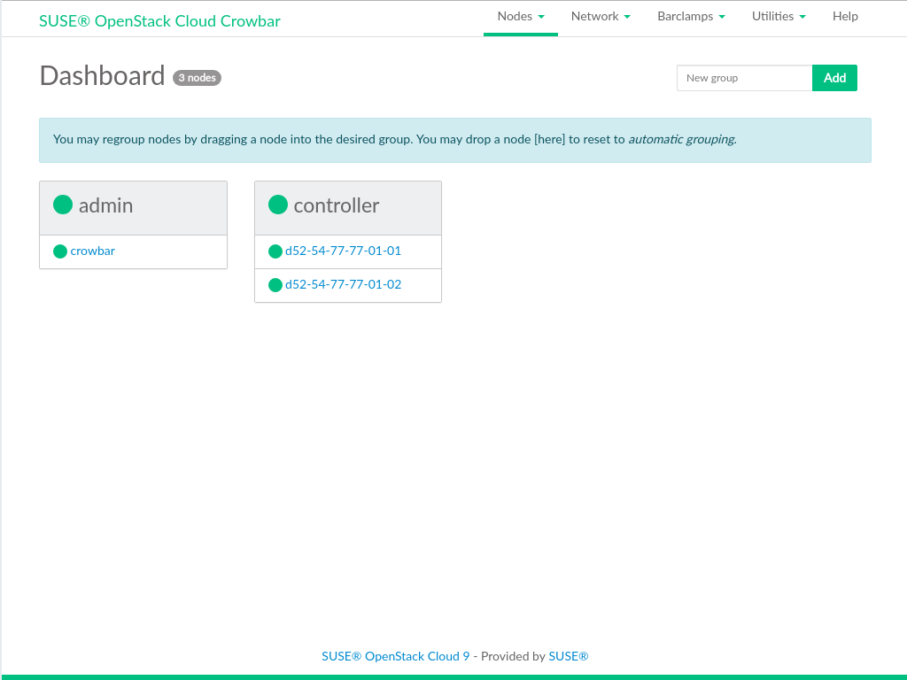 Crowbar UI—Dashboard (Main Screen)
