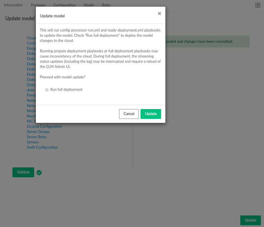 Cloud Lifecycle Manager Admin UI SUSE Service Model Confirmation