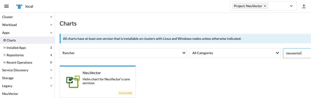 A screenshot of Rancher chart A screenshot of Rancher chart