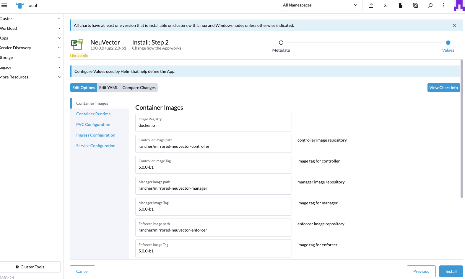 A screenshot of SUSE Security values A screenshot of SUSE Security values