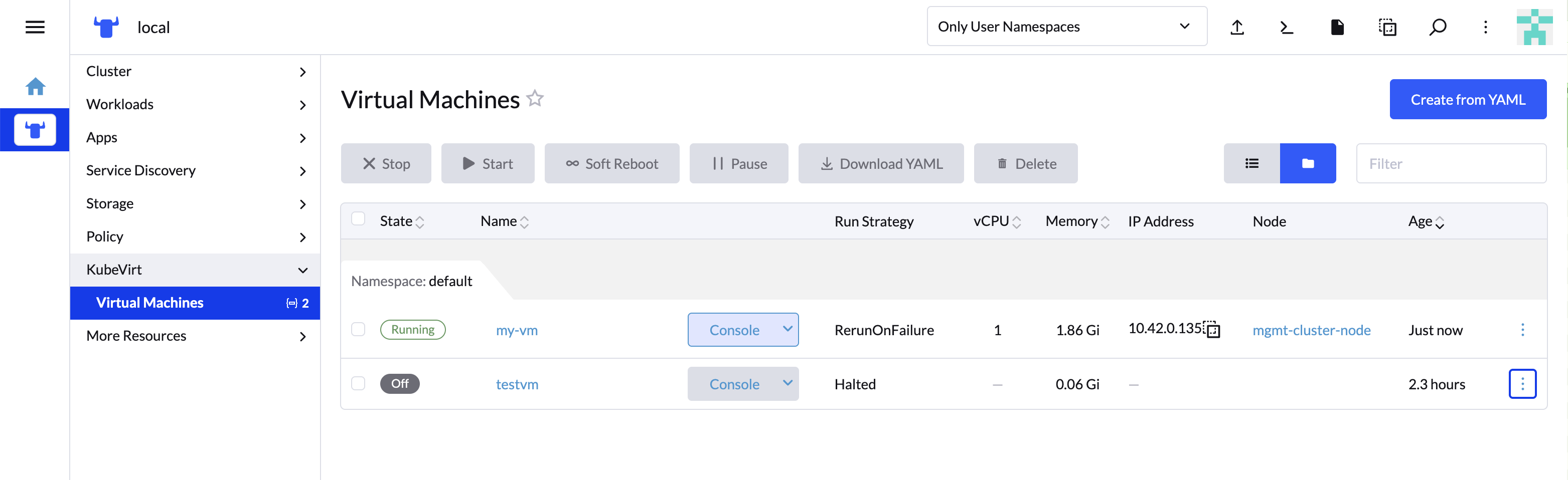 virtual machines page virtual machines page