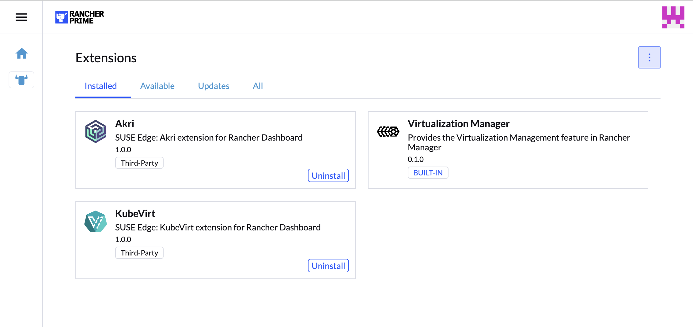 已安装的仪表板扩展 已安装的仪表板扩展