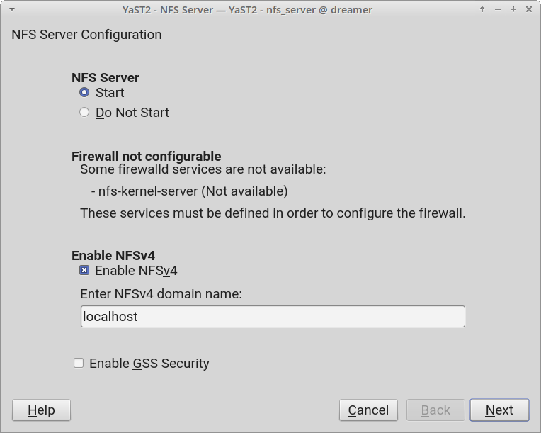 NFS server configuration tool