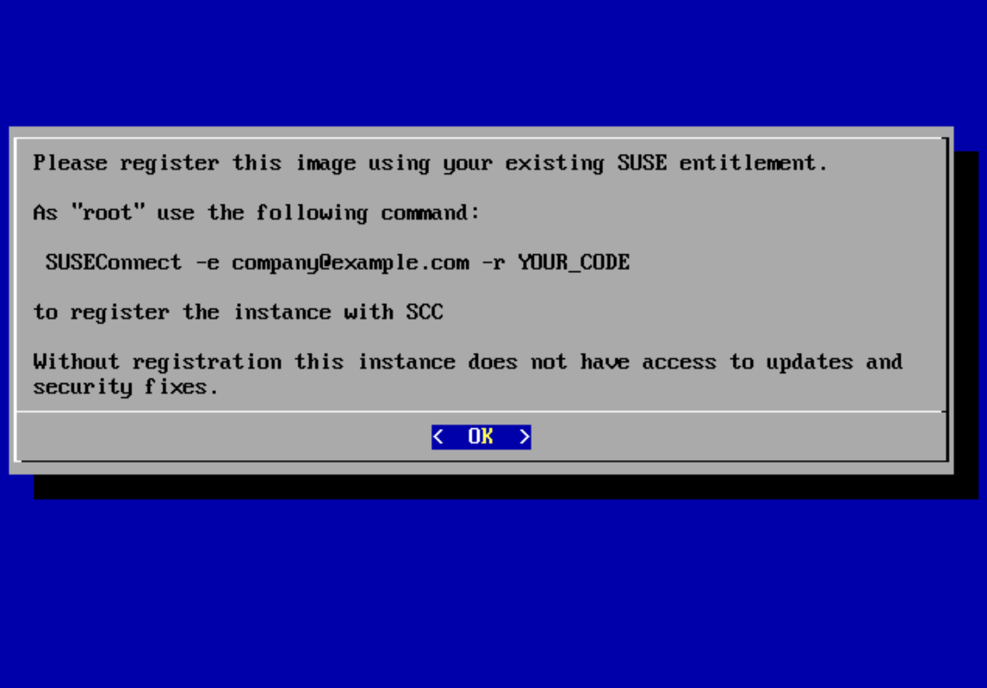 JeOS First Boot Assistant showing registration instructions JeOS First Boot Assistant showing registration instructions